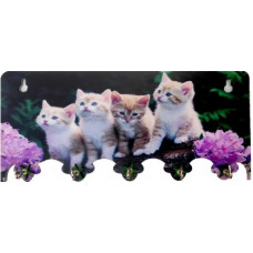 Deals, Discounts & Offers on  - PURUSHOTTAM KABIR ART Cats Wood Key Holder(5 Hooks, Multicolor)