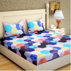 Deals, Discounts & Offers on  - IWS 144 TC Microfiber Double Geometric Bedsheet(Pack of 1, Multicolor)