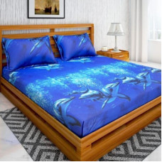 Deals, Discounts & Offers on  - Bombay Linen 144 TC Microfiber Double Printed Bedsheet(Pack of 1, Blue)