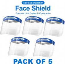 Deals, Discounts & Offers on  - MASONIC Fluid Resistant Clear Full Face Masks Protective Anti-Splash Facial Cover with Elastic Band and Soft Sponge (Pack of 5) Face shield mask Safety Visor(Size - Free)