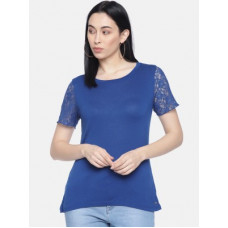 Deals, Discounts & Offers on Laptops - [Size S, M, L] LeeCasual Regular Sleeve Self Design Women Blue Top