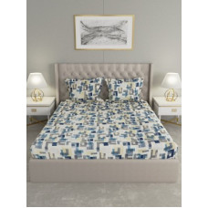 Deals, Discounts & Offers on  - Raymond Home 0 TC Cotton Double Geometric Bedsheet(Pack of 1, Blue)