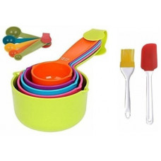 Deals, Discounts & Offers on  - WANQLYN 1020 Combo 10pcs Colourfull Measuring cups + Spetula Set Brush Kitchen Tool Set