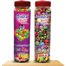 Deals, Discounts & Offers on Food and Health - CHASKA BITE CHOCO MOLA AND TINY MINY ( 2 X 250 GM ) CHCOCOLATE FLAVOR, FRUIT FLAVOR Sour Candy(2 x 250 g)