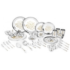 Deals, Discounts & Offers on  - Classic Essentials Pack of 42 Stainless Steel Dinner set-Heavy Gauge With Permanent laser design Dinner Set