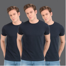 Deals, Discounts & Offers on  - [Size S] Scott InternationalSolid Men Round Neck Dark Blue T-Shirt(Pack of 3)