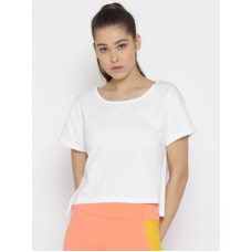 Deals, Discounts & Offers on  - [Size L] REEBOKSelf Design Women Round Neck White T-Shirt