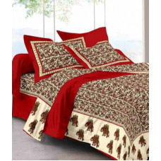 Deals, Discounts & Offers on  - Uniqchoice 120 TC Cotton Double Floral Bedsheet(Pack of 1, Red)