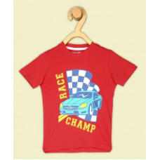 Deals, Discounts & Offers on  - [Size 4-5Y] Miss & ChiefBoys Printed Pure Cotton T Shirt(Multicolor, Pack of 1)