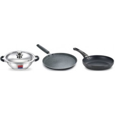 Deals, Discounts & Offers on Cookware - Prestige Classic Multi BYK Induction Bottom Cookware Set(Stainless Steel, Hard Anodised, Aluminium, 3 - Piece)
