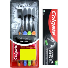 Deals, Discounts & Offers on  - [Supermart] Colgate Charcoal Clean Toothpaste - 120gm & SlimSoft Charcoal - 4 Pcs(2 Items in the set)