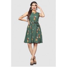 Deals, Discounts & Offers on  - [Size XS] Hiva TrendzWomen Fit and Flare Green Dress