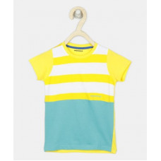 Deals, Discounts & Offers on  - [Size 4-5Y] ProvogueBoys Striped Cotton Blend T Shirt(Multicolor, Pack of 1)