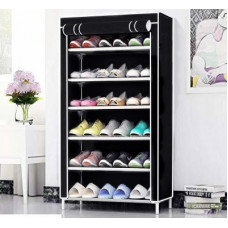 Deals, Discounts & Offers on Furniture - CMerchants NextGEN Home Creative 6 layer collapsible shoe rack BLACK Metal Collapsible Shoe Stand(6 Shelves)