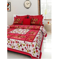 Deals, Discounts & Offers on  - Jaipuri cotton 350 TC Cotton Double King Printed Bedsheet(Pack of 1, Multicolor)