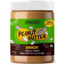 Deals, Discounts & Offers on Food and Health - HARIBAS 100% Natural Unsweetened 350g Crunchy Peanut Butter | Extra Crunchy | Make Smoothies & Salad Dressing with This | Gluten-Free | No Preservatives | No Cholesterol | Make Smoothies with This 350 g