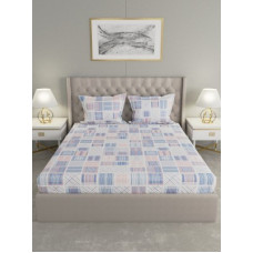 Deals, Discounts & Offers on  - Raymond Home 0 TC Cotton Double Geometric Bedsheet(Pack of 1, Blue)