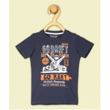 Deals, Discounts & Offers on  - [Size 5-6 Years] Miss & ChiefBoys Printed Pure Cotton T Shirt(Dark Blue, Pack of 1)