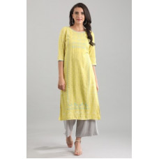 Deals and Offers on - AureliaWomen Geometric Print Viscose Straight Kurta(Green) Deals, Discounts & Offers on - AureliaWomen Geometric Print Viscose Straight Kurta(Green)