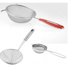 Deals and Offers on - EGLOB Stainless Steel Combo of Soup, Deep Fry and Tea Strainer Set of 3-Piece Strainer(Steel Pack of 3) Deals, Discounts & Offers on - EGLOB Stainless Steel Combo of Soup, Deep Fry and Tea Strainer Set of 3-Piece Strainer(Steel Pack of 3)