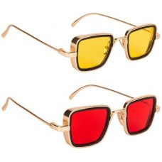 Deals, Discounts & Offers on Sunglasses & Eyewear Accessories - PHENOMENALUV Protection Retro Square Sunglasses (Free Size)(For Men & Women, Yellow, Red)