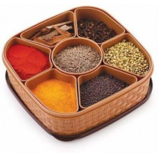 Deals, Discounts & Offers on Kitchen Containers - TAPASVI Spice Container And Masala Box - 1000 ml Plastic Grocery Container(Brown)