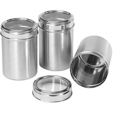 Deals, Discounts & Offers on Kitchen Containers - Renberg Stainless Steel Canister Set of 3, 300ml, Silver (RBIN-6080) - 300 ml Steel Tea Coffee & Sugar Container(Pack of 3, Silver)