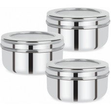 Deals, Discounts & Offers on Kitchen Containers - Renberg Stainless Steel Puri Canister Set of 3, 300ml, Sliver (RBIN-6090)
