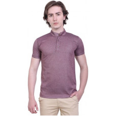 Deals, Discounts & Offers on  - [Size M, L] LAMBENCYSelf Design Men Polo Neck Maroon T-Shirt