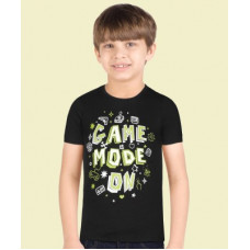 Deals, Discounts & Offers on  - [Size 4-5Y] Miss & ChiefBoys Printed Pure Cotton T Shirt(Black, Pack of 1)