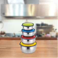 Deals, Discounts & Offers on Kitchen Containers - [Pre-Book] Classic Essentials Kivi bowls set of 4 - 350 ml, 650 ml, 950 ml, 1250 ml Steel Fridge Container(Pack of 4, Multicolor)