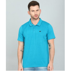 Deals, Discounts & Offers on  - [Size L] [Pre Book] WildcraftSolid Men Polo Neck Blue T-Shirt