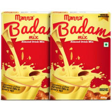 Deals, Discounts & Offers on Food and Health - Manna Instant Badam Drink Mix, 800G | With Real bits of Badam, 400g (400g x 2 Packs) . More Bits per Sip (10% Badam). Make Milk tastier(2 x 400 g)