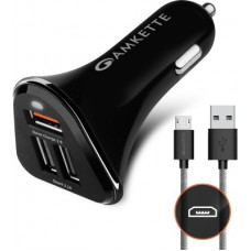 Deals, Discounts & Offers on  - AMKETTE 6 Amp Qualcomm 3.0 Turbo Car Charger(Black, With USB Cable)