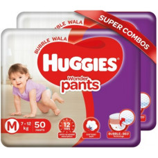 Deals, Discounts & Offers on Baby Care - Huggies Wonder Pants Combo Pack with Bubble Bed Technology - M(100 Pieces)