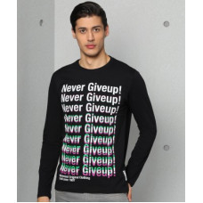 Deals, Discounts & Offers on  - METRONAUTPrinted Men Round Neck Black T-Shirt