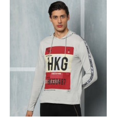 Deals, Discounts & Offers on  - M7 By MetronautGraphic Print Men Hooded Neck Grey T-Shirt