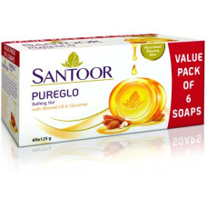 Deals, Discounts & Offers on  - santoor Pureglo almond oil and glycerine bathing bar(6 x 125 g)