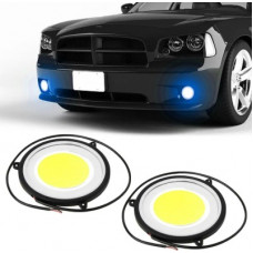 Deals, Discounts & Offers on  - FABTEC Car DRL Daytime Running Light with Turn Indicator Signal Flexible Round Shape White LED Lights Driving lamp COB Lights car-Styling 2pcs 12V DC For All Cars Car Fancy Lights (White, Blue Car Fancy Lights(Blue, White)