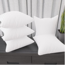 Deals and Offers on - LA VERNE Microfibre Stripes Cushion Pack of 5(White) Deals, Discounts & Offers on - LA VERNE Microfibre Stripes Cushion Pack of 5(White)