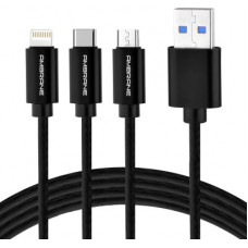 Deals, Discounts & Offers on Mobile Accessories - Ambrane Trio-11 1.25 m Power Sharing Cable(Compatible with Ios Devices, Android Devices, Type C Devices, Black, One Cable)