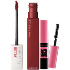 Deals, Discounts & Offers on  - MAYBELLINE NEW YORK Super Stay Matte Ink Liquid Lipstick Voyager With Hypercurl Mini Free, 19.5 g (Pack of 2)(2 Items in the set)