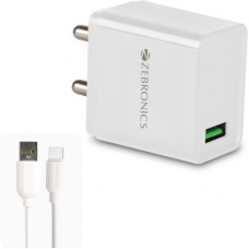 Deals, Discounts & Offers on Mobile Accessories - ZEBRONICS ZEB-MA5311Q 18W rapid 3 A Mobile Charger with Detachable Cable(White, Cable Included)