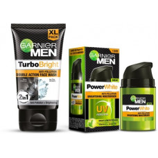 Deals, Discounts & Offers on  - Garnier Men Brightening Combo|Turbo Bright Facewash, 150 gm + Power White Moisturiser, 50 gm (Pack of 2 Prodcuts) Face Wash(200 g)