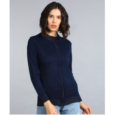 Deals, Discounts & Offers on  - remanikaSelf Design High Neck Casual Women Dark Blue Sweater