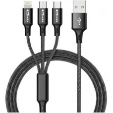 Deals, Discounts & Offers on Mobile Accessories - Portronics POR-1051 Konnect Trio Plus Nylon Braided 1.2 m USB Type C Cable(Compatible with Mobile, Black, One Cable)