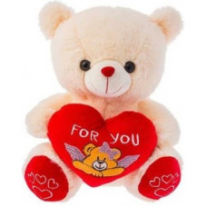 Deals, Discounts & Offers on Toys & Games - fluffies Teddy Bear With Heart (For You) Sitting - 35 cm (off white) - 35 cm(White, Red)