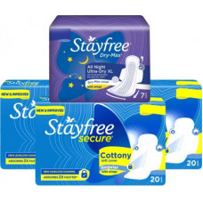 Deals, Discounts & Offers on  - STAYFREE Secure Cottony Soft Regular 60 Pads with Dry Max XL All Night 7 Pads Sanitary Pad(Pack of 67)