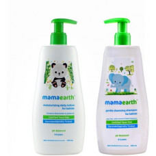 Deals, Discounts & Offers on Baby Care - MamaEarth Moisturizing Daily Lotion For Babies 400 ml + Gentle Cleansing Shampoo For Babies 400 ml(White)