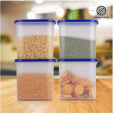 Deals, Discounts & Offers on Kitchen Containers - Tuqqerwaree - 1.7 L Plastic Grocery Container(Pack of 4, Blue, White)